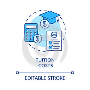 Tuition costs turquoise concept icon