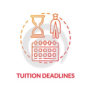 Tuition deadlines concept icon