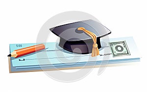 Tuition Fresh Cheque isolated on transparent background.