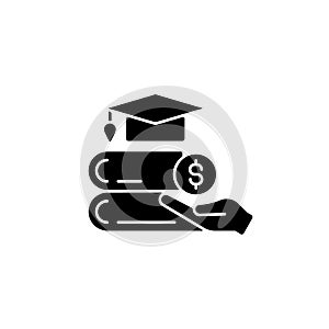 Tuition reimbursement black glyph icon