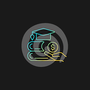 Tuition reimbursement gradient vector icon for dark theme