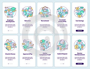 Tuition reimbursement onboarding mobile app screen set