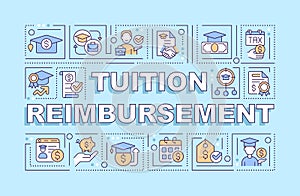 Tuition reimbursement word concepts blue banner