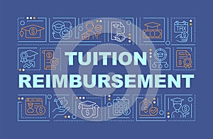 Tuition reimbursement word concepts dark blue banner