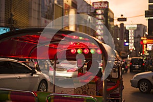 Tuk Tuk local Taxi driver is parking at China Town,