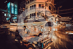 Tuk Tuk night views in Chinatown, Bangkok, Thailand