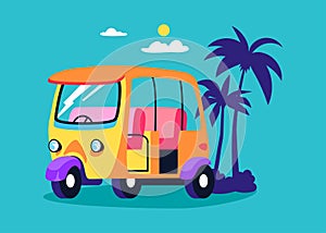 Tuk-tuk Asian transport - modern colored vector illustration