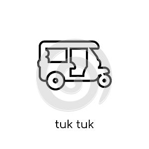 Tuk tuk icon. Trendy modern flat linear vector Tuk tuk icon on w