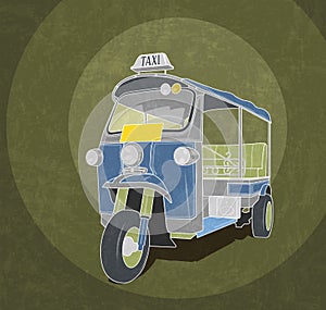 Tuk-tuk retro illustration