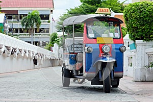 Tuk tuk Thailand traditional taxi on the road