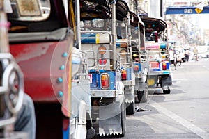 Tuk tuks taxi lined up