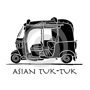 Tuktuk, motorbike asian taxi. Sketch for your design photo