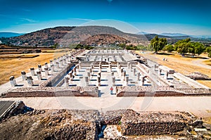 Tula de Allende, Mexico - November 12, 2010. Pyramids with prehispanic giants statues