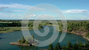 Tula oblast romantsevo hills and lakes drone aerial shot