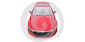 Tula, Russia. January 30, 2022: Honda Accord 2020: Red large hybrid business sedan for work and family. 3D illustration