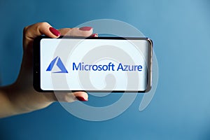 Tula, Russia - JANUARY 29, 2019: Microsoft Azure logo displayed on a modern