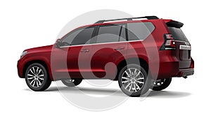 Tula, Russia. July 12, 2021: Toyota Land Cruiser Prado 2018 dark red suv car isolated on white background. 3d rendering.