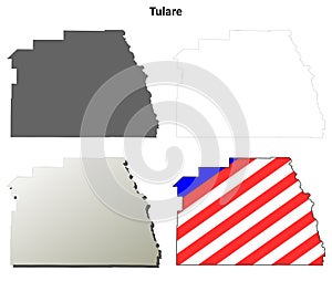 Tulare County, California outline map set photo