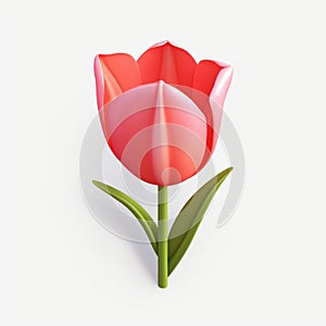 Tulip 3d Icon: Cartoon Clay Material With Nintendo Isometric Spot Light