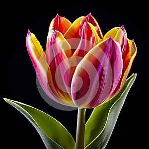 tulip bell shaped flower with vibrant cup shaped petals in vari photo