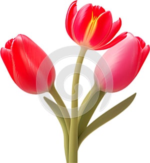 Tulip clipart. A cute Tulip flower icon. AI-Generated. photo