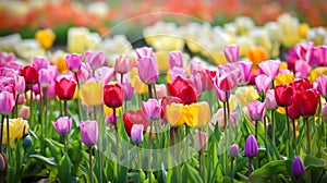 Tulip colorful flowers garden in spring background