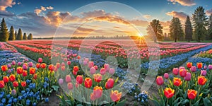 Tulip colorful flowers garden in spring background
