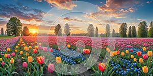 Tulip colorful flowers garden in spring background