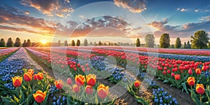 Tulip colorful flowers garden in spring background