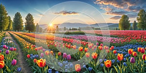 Tulip colorful flowers garden in spring background