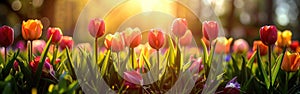 Tulip-filled Sunny Meadow: Perfect Spring and Easter Background