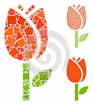 Tulip flower Composition Icon of Bumpy Parts