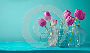 Tulip flowers in vases