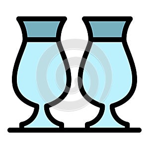 Tulip glasses icon color outline vector