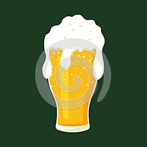 Tulip pint glass Lager beer icon. Vector beer. Glass with beer isolated on background