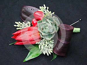 Tulip Succulent Wedding Boutonierre