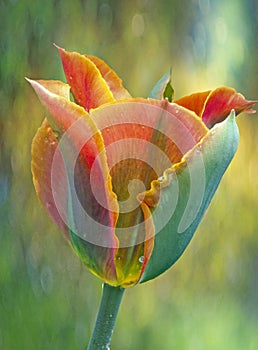 Tulip on textured background