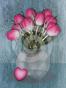 Tulip vase with loveheart photo