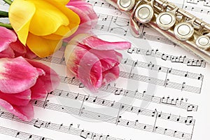 Tulips, Flute and Sheet Music