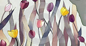 Tulips on grey background