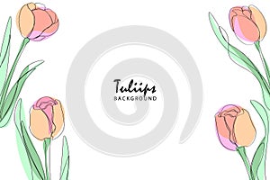 Tulips line arts plant hand drawn vector