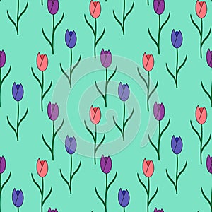 Tulips seamless pattern.