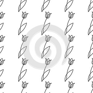 Tulips seamless pattern. Vector simple background. Modern flower design for fabric, wrapping paper, background