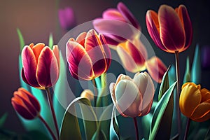 Tulips spring background. Generative ai
