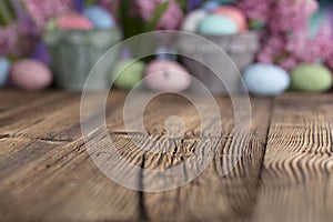 Easter theme. Easter decorations. Place for text.