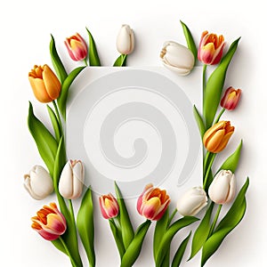 Tulips woman's day eighth march isolated on white background