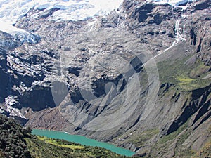 Tullpacocha lake at the foot of Chinchey massif, Huascaran National Park Peru