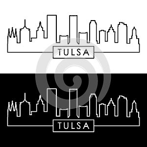 Tulsa city skyline. Linear style.