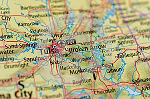 Tulsa, Oklahoma on map photo