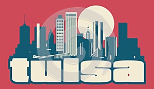 Tulsa Oklahoma skyline postcard